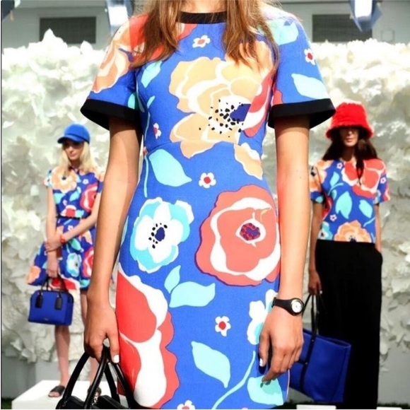 KATE SPADE Jaq Dive Right In Vibrant Floral Print Dress Short Sleeve Size 6 - Picture 3 of 6
